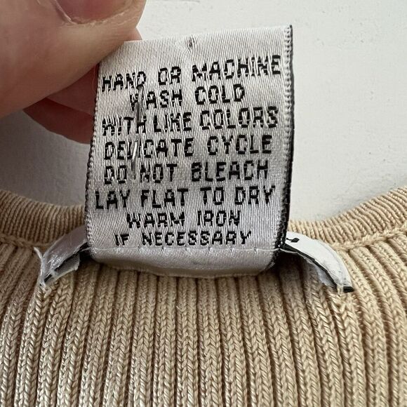 Oliver Perry Silk Blend Ribbed Knit Sweater Vest Womens Large Beige Nude VTG - Picture 4 of 6